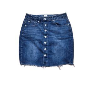 Maurices Button Up Blue Denim Jean Mini Skirt Size 1 or Size 2  Buttons